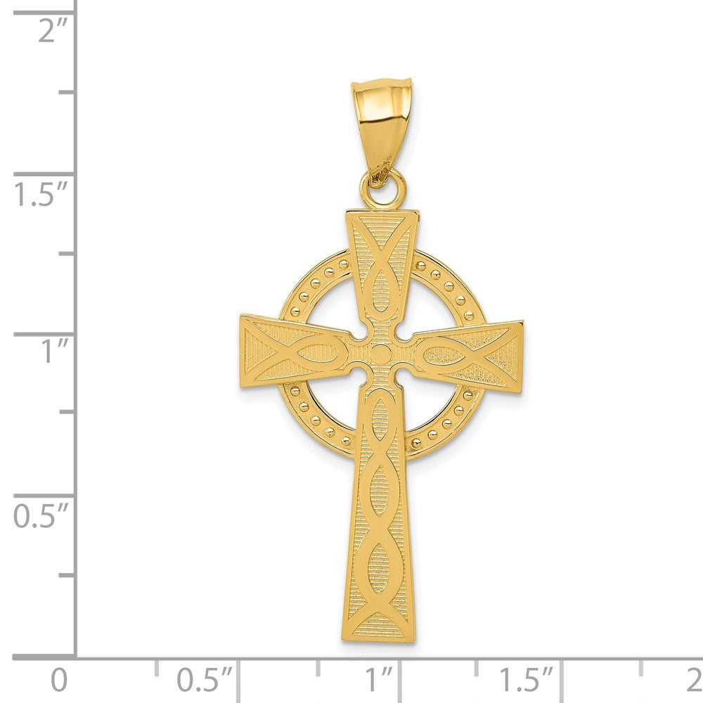 14k Yellow Gold 24 mm Celtic Cross Pendant (2.94 grams)