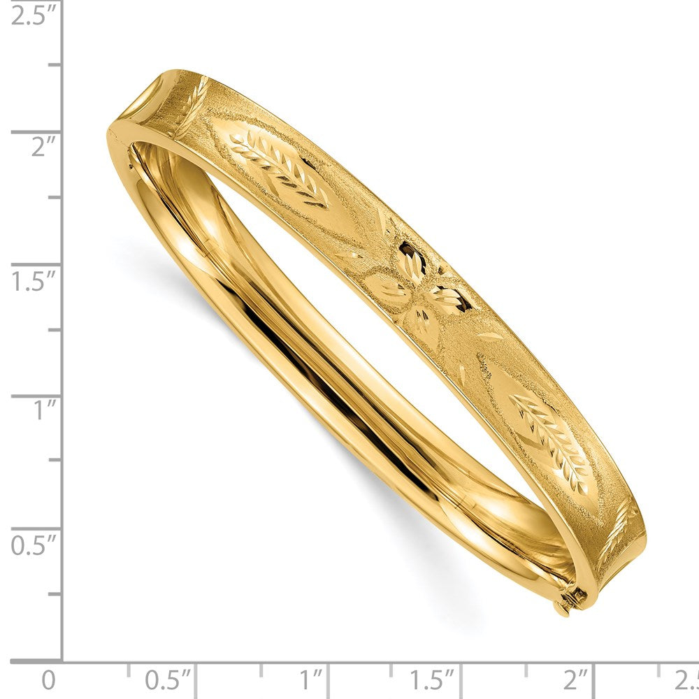 14k Yellow Gold 8 mm 5/16 Diamond-cut Concave Hinged Bangle Bracelet (12.82 grams)