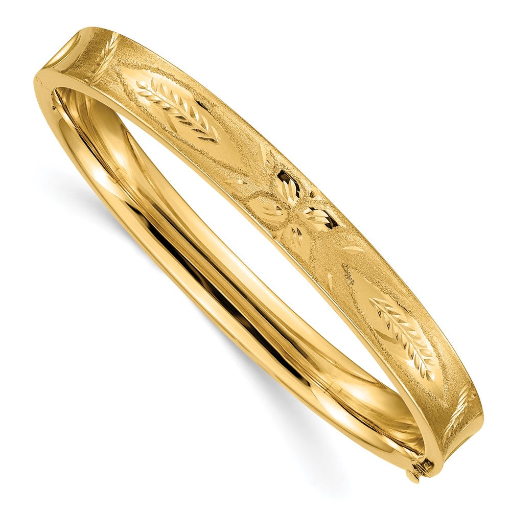 14k Yellow Gold 8 mm 5/16 Diamond-cut Concave Hinged Bangle Bracelet (12.82 grams)
