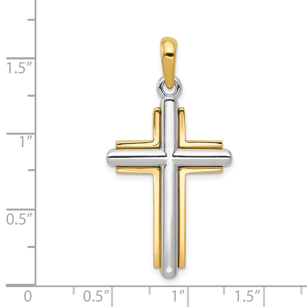 14k Two-tone 20 mm Cross Pendant (5.17 grams)