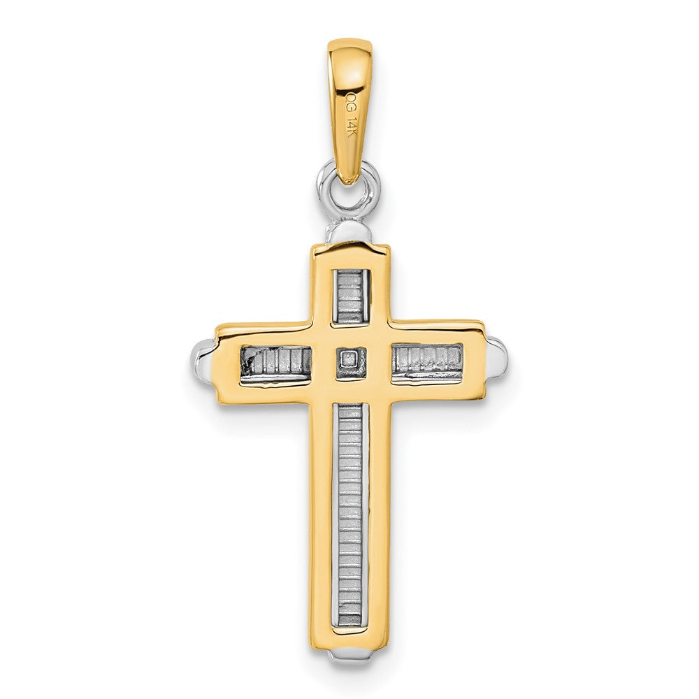 14k Two-tone 16 mm Cross Pendant (2.12 grams)