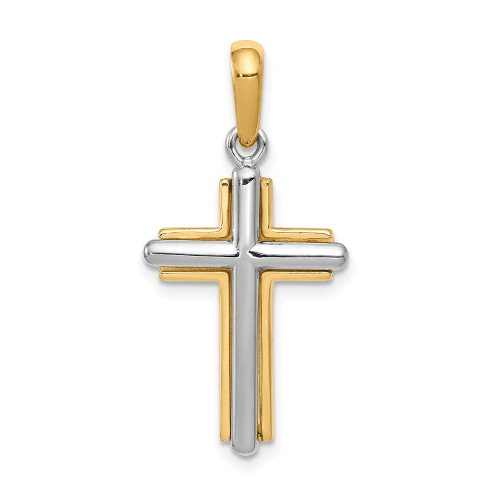 14k Two-tone 16 mm Cross Pendant (2.12 grams)