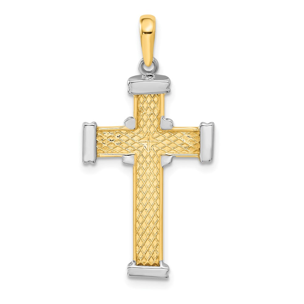 14k Two-tone 19 mm Latin Cross Pendant (3.21 grams)