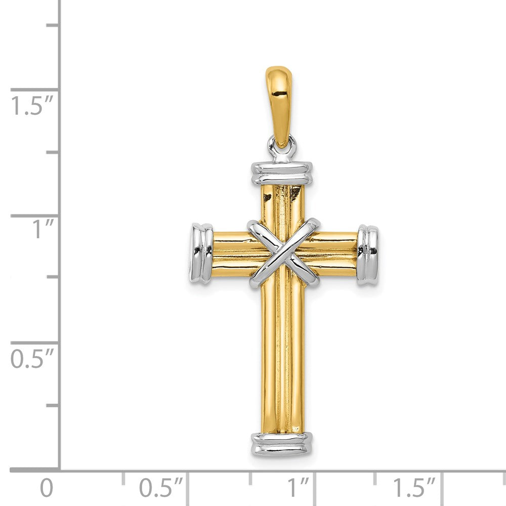 14k Two-tone 19 mm Latin Cross Pendant (3.21 grams)
