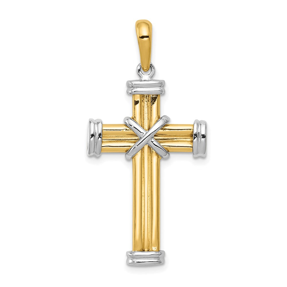 14k Two-tone 19 mm Latin Cross Pendant (3.21 grams)