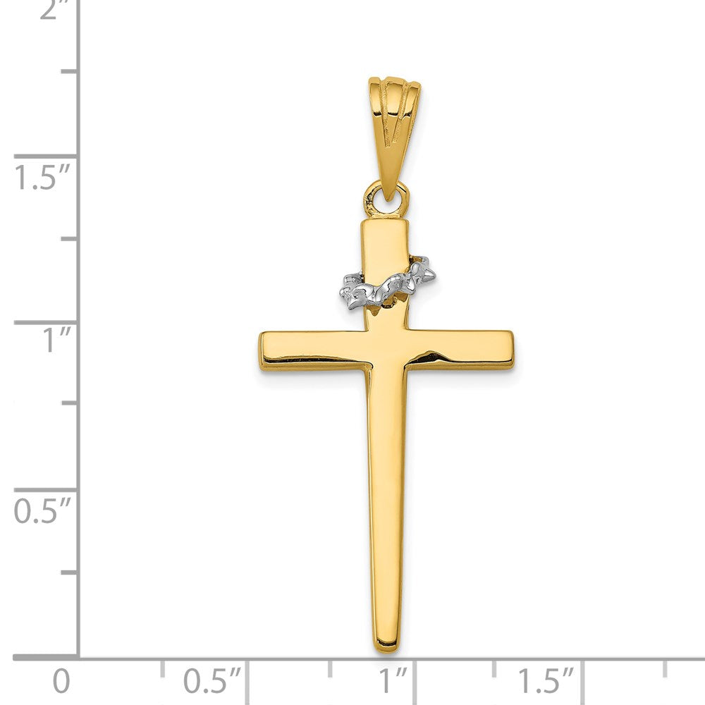 14K Two-Tone Cross with Crown of Thorns Pendant (3.13 grams)