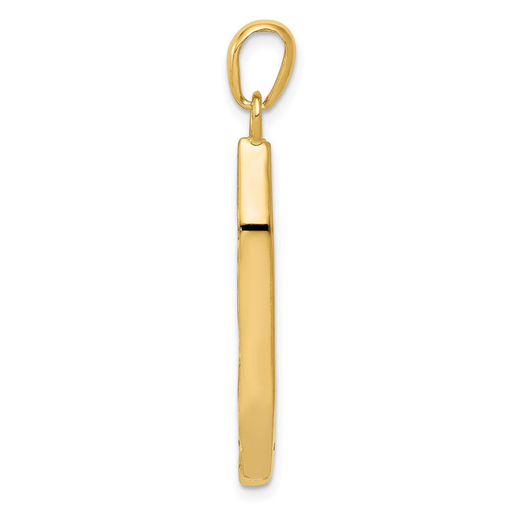 14k Yellow & Rhodium 9 mm w/ White Rhoduim Mezuzah W/Shin Charm (3.18 grams)