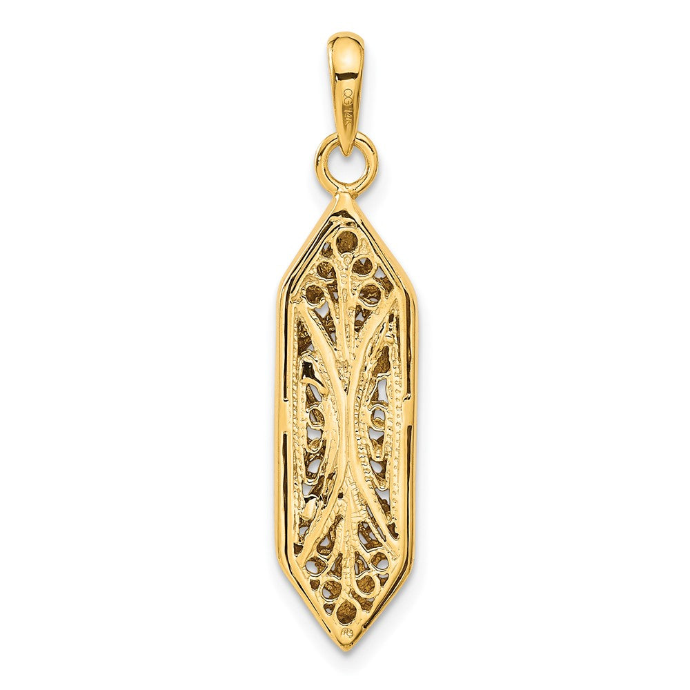 14k Yellow & Rhodium 9 mm w/ White Rhoduim Mezuzah W/Shin Charm (3.18 grams)