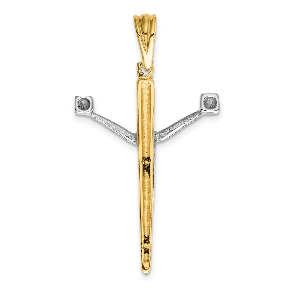 14k Two-tone 25 mm Two-tone Jesus Crucifix Charm (2.77 grams)