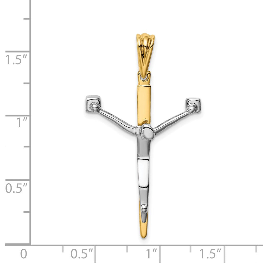 14k Two-tone 25 mm Two-tone Jesus Crucifix Charm (2.77 grams)