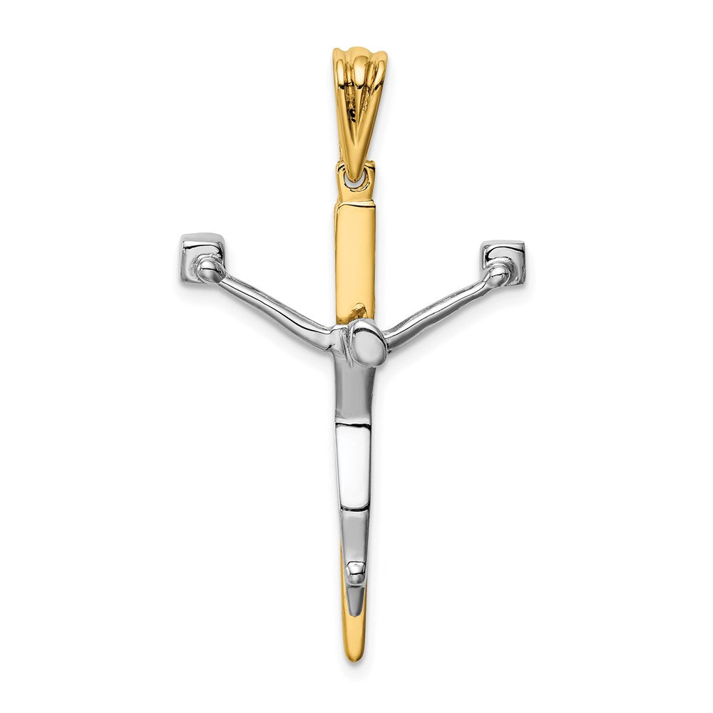 14k Two-tone 25 mm Two-tone Jesus Crucifix Charm (2.77 grams)