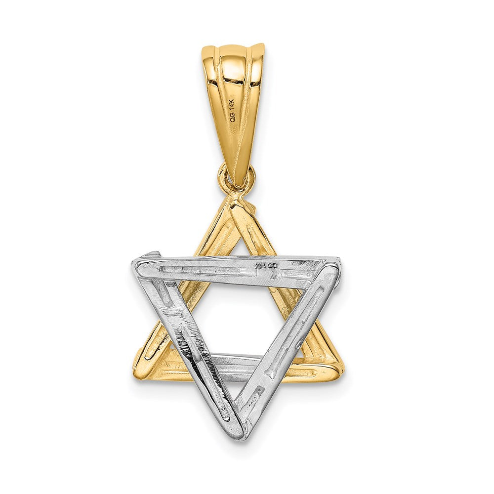 14k Two-tone 16 mm Star of David Pendant (3.54 grams)