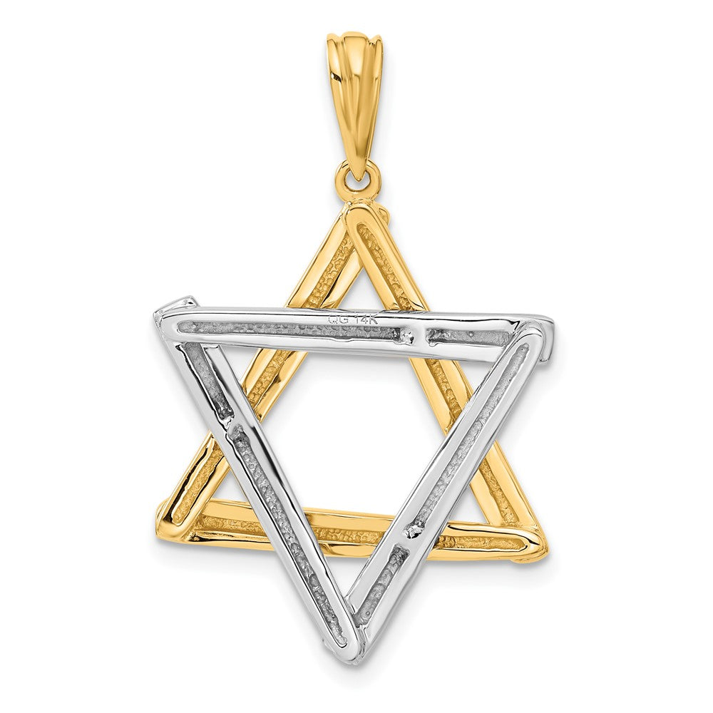 14k Two-tone 24 mm Star Of David Pendant (6.71 grams)
