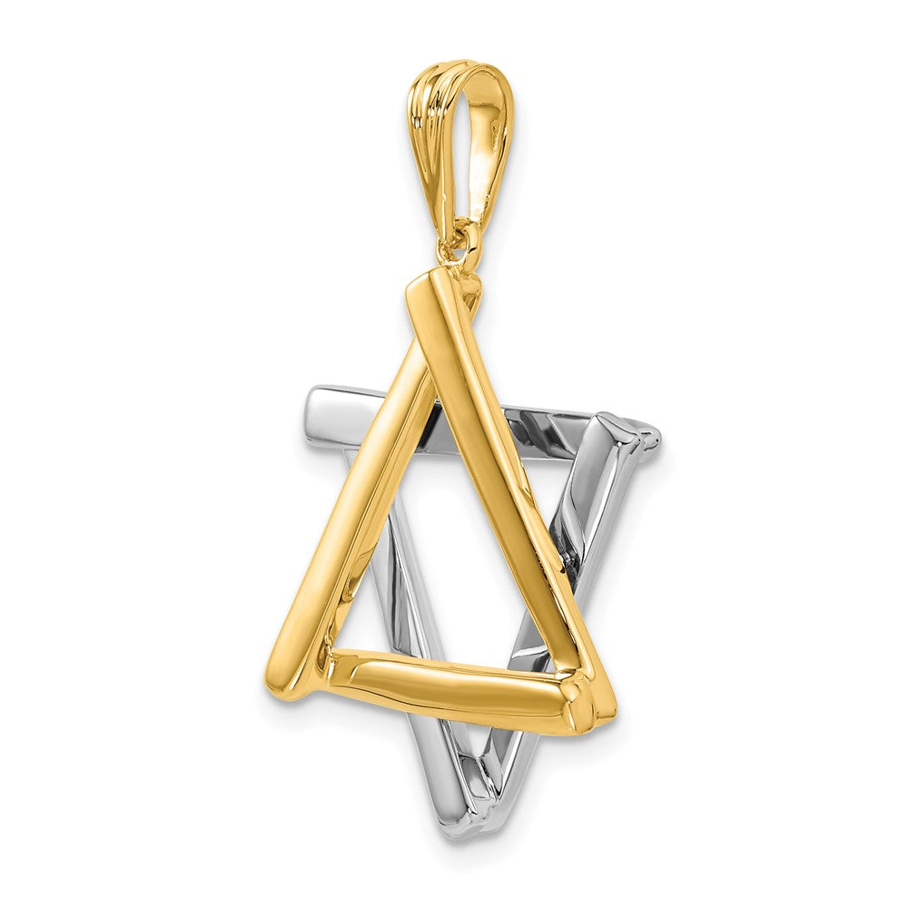14k Two-tone 24 mm Star Of David Pendant (6.71 grams)