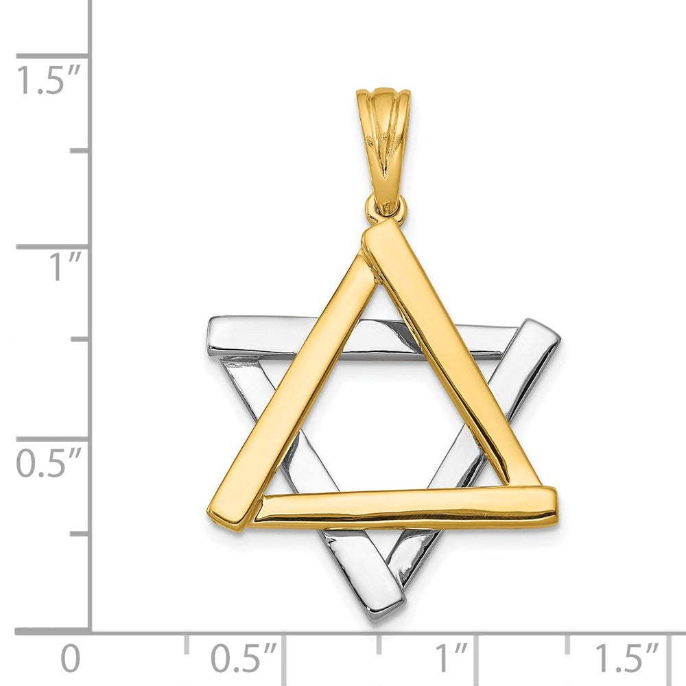 14k Two-tone 24 mm Star Of David Pendant (6.71 grams)