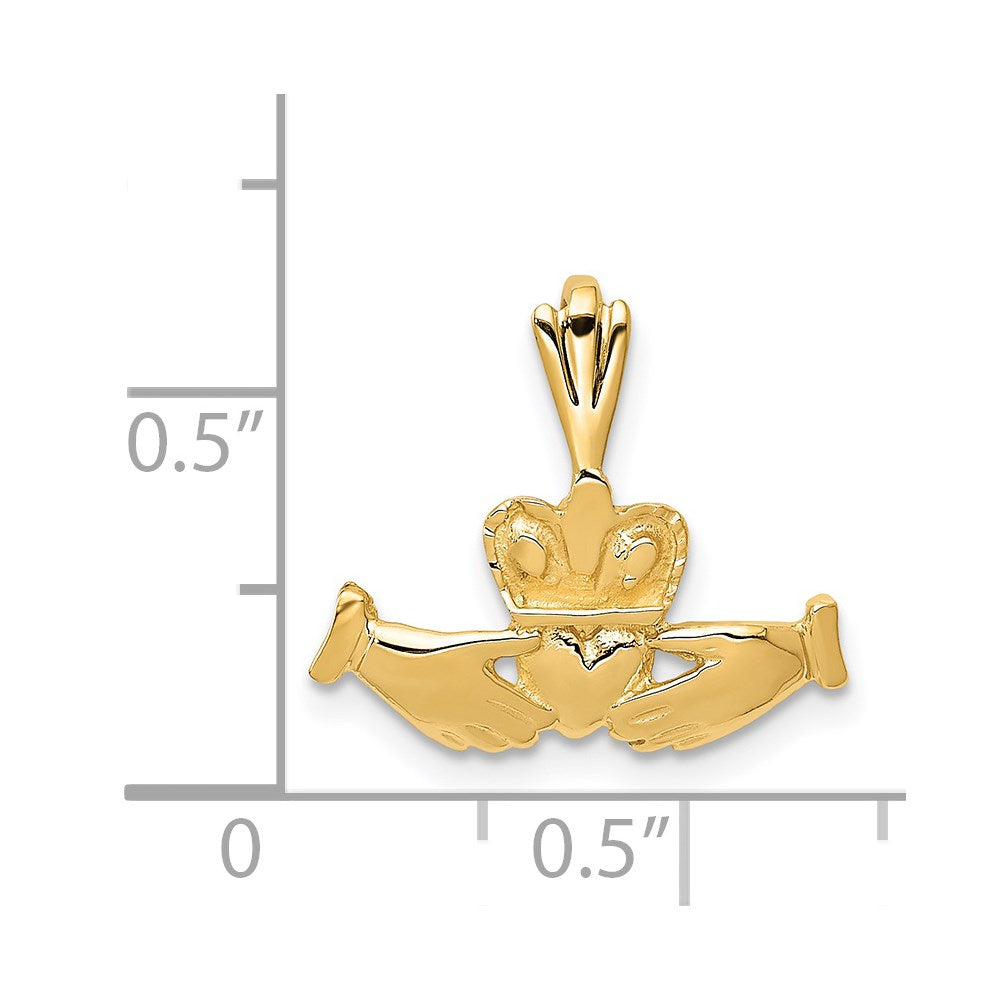 14k Yellow Gold 18 mm Claddagh Charm (0.98 grams)