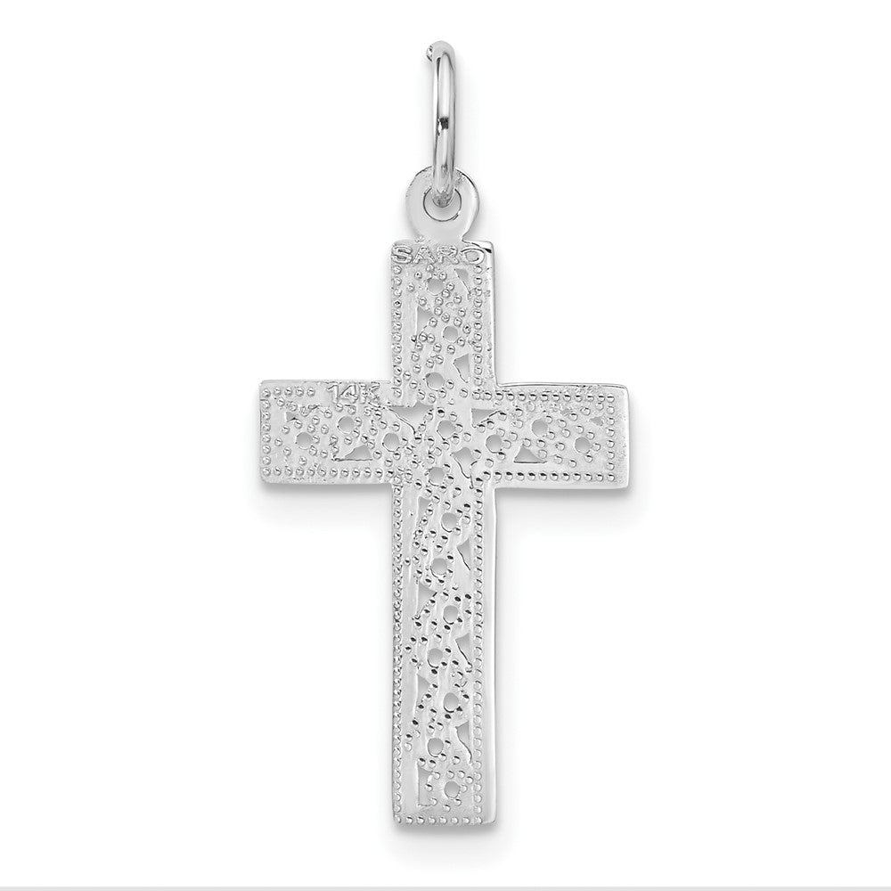 14k White Gold 13 mm Cross Charm (0.96 grams)