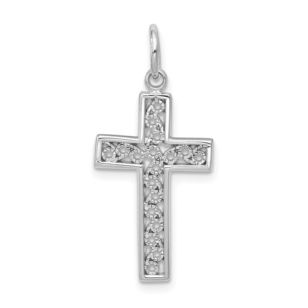 14k White Gold 13 mm Cross Charm (0.96 grams)
