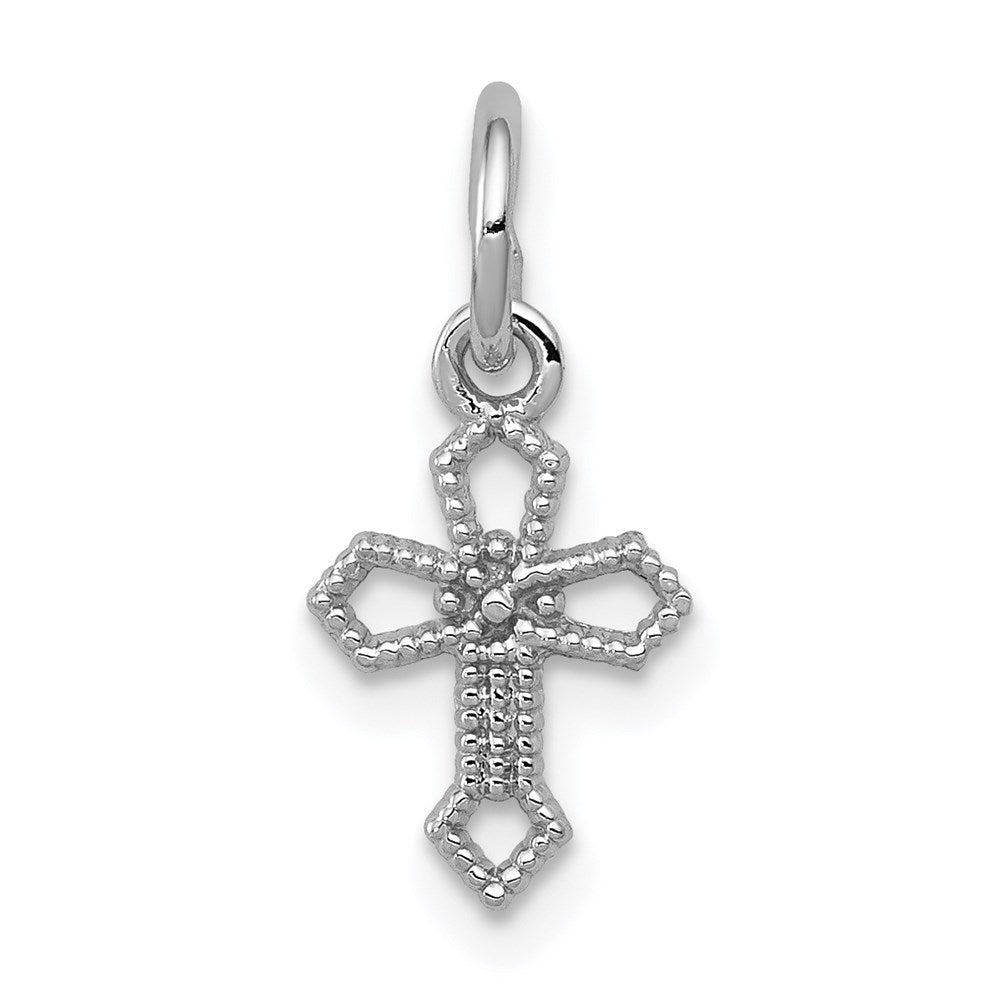 14k White Gold 7 mm Passion Cross Charm (0.26 grams)