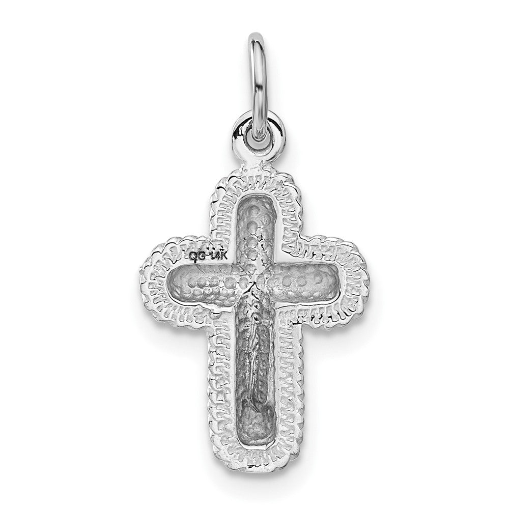 14k White Gold 12 mm Polished Cross Charm (1.36 grams)