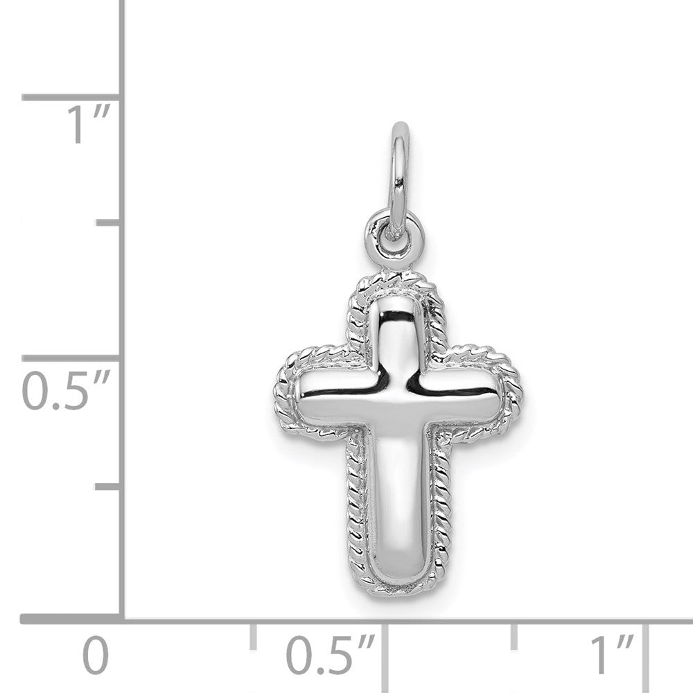 14k White Gold 12 mm Polished Cross Charm (1.36 grams)