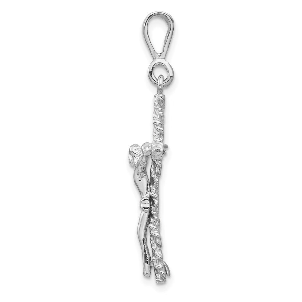 14k White Gold 17 mm Jesus Crucifix Charm (2.4 grams)