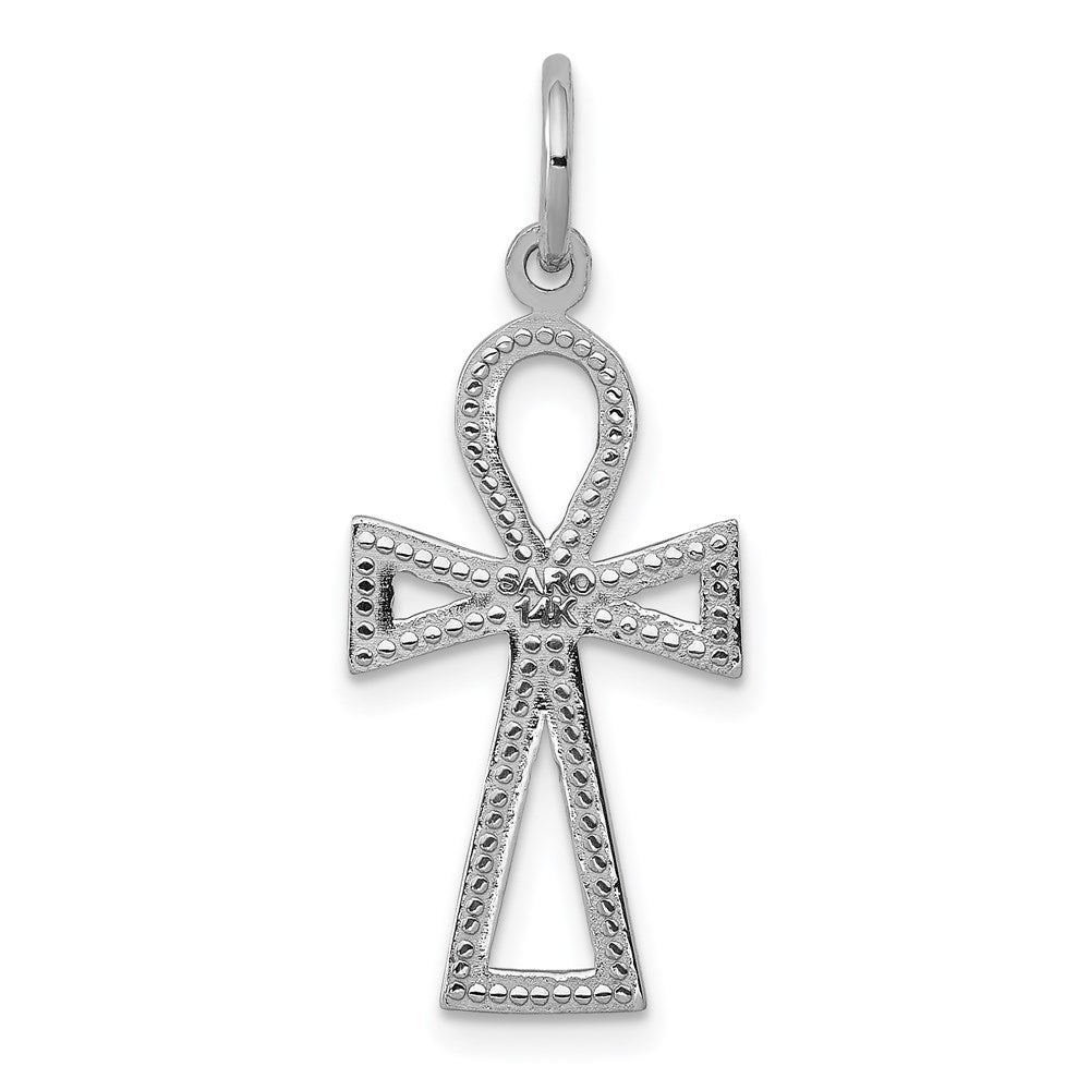 14k White Gold 12 mm Ankh Cross Charm (0.78 grams)