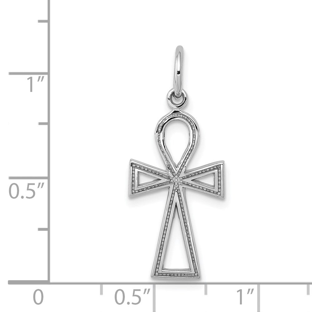 14k White Gold 12 mm Ankh Cross Charm (0.78 grams)