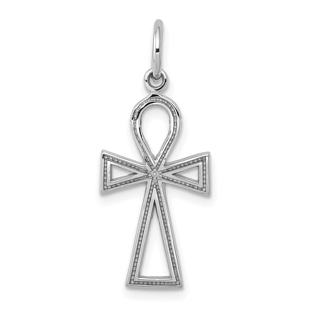 14k White Gold 12 mm Ankh Cross Charm (0.78 grams)