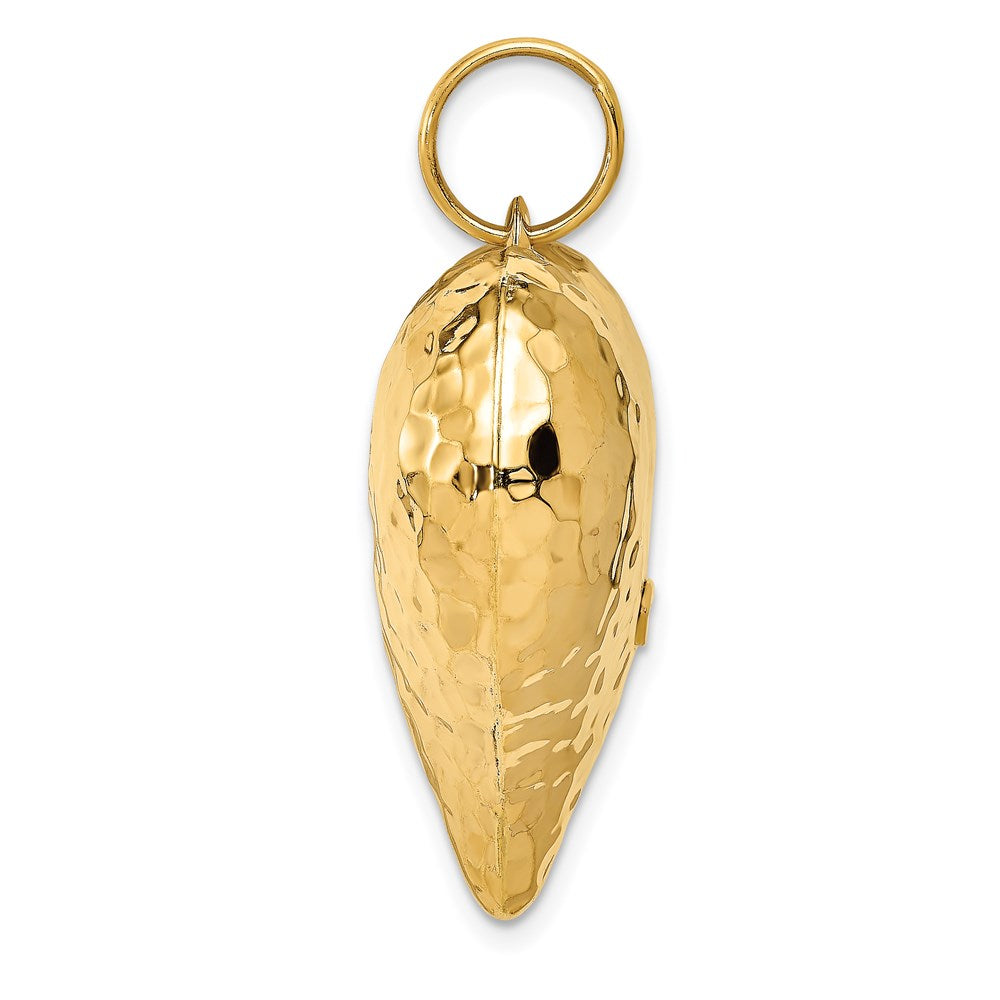 14K Polished and Hammered 3-D Puffed Heart Pendant (3.44 grams)
