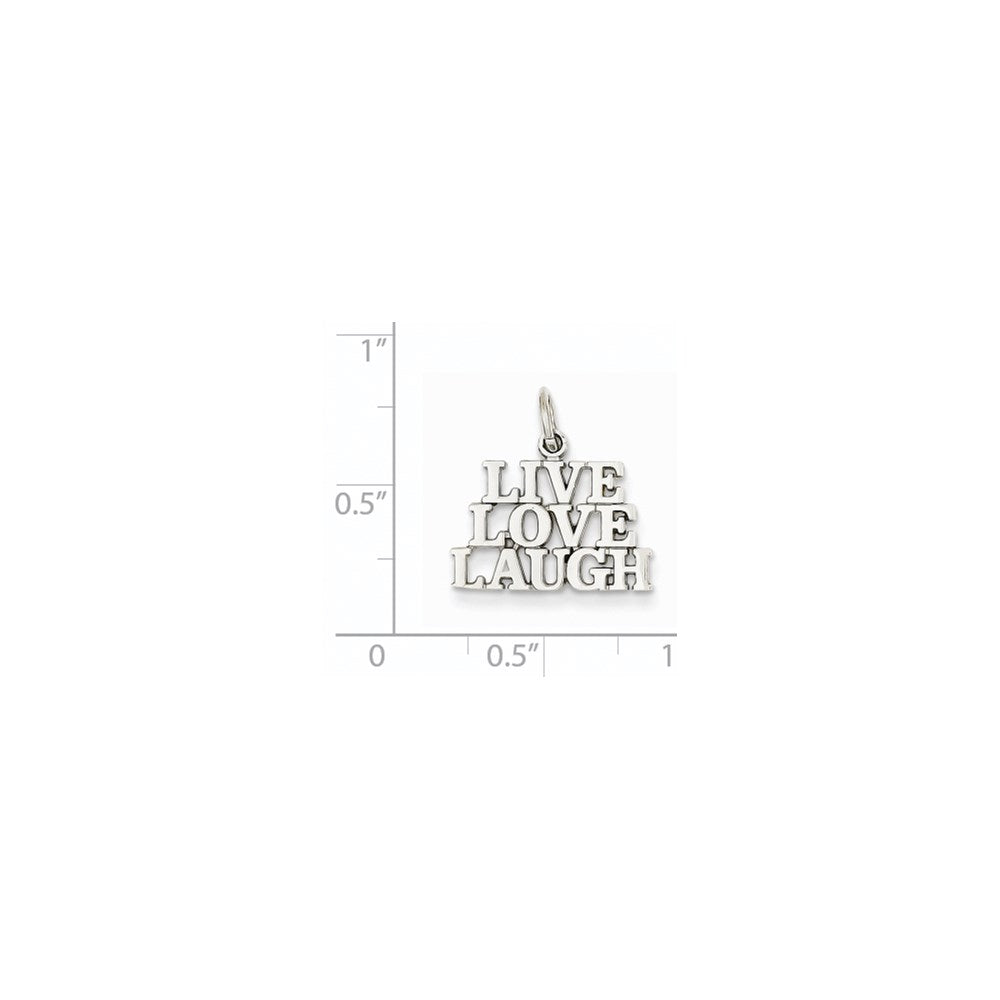 14k White Gold 17 mm Polished LIVE LOVE LAUGH Charm (1.06 grams)