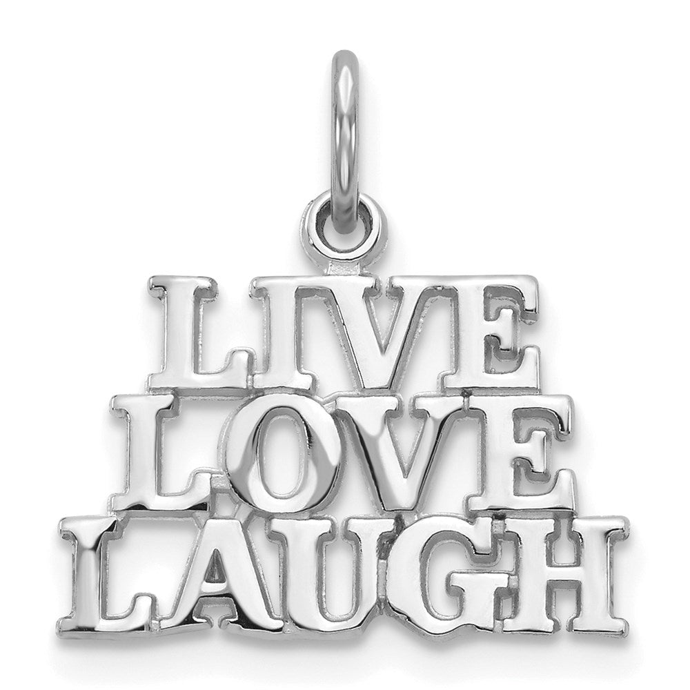 14k White Gold 17 mm Polished LIVE LOVE LAUGH Charm (1.06 grams)