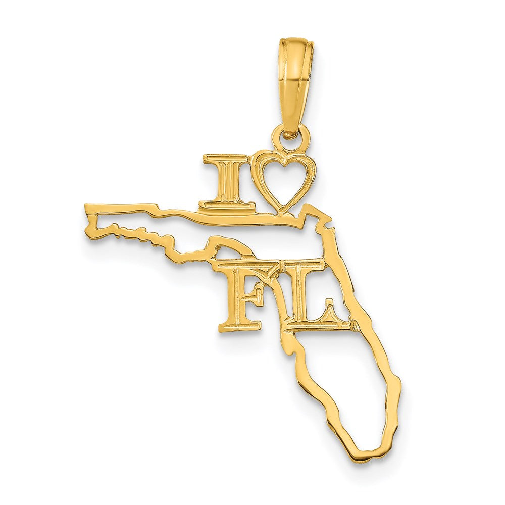 14k Yellow Gold 20 mm Solid Florida State Pendant (0.65 grams)