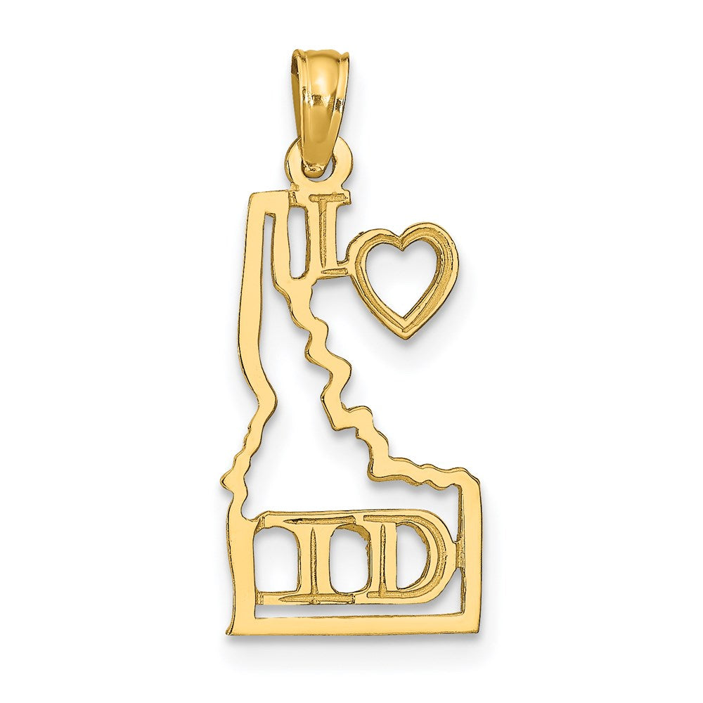 14k Yellow Gold 10 mm Solid Idaho State Pendant (0.64 grams)