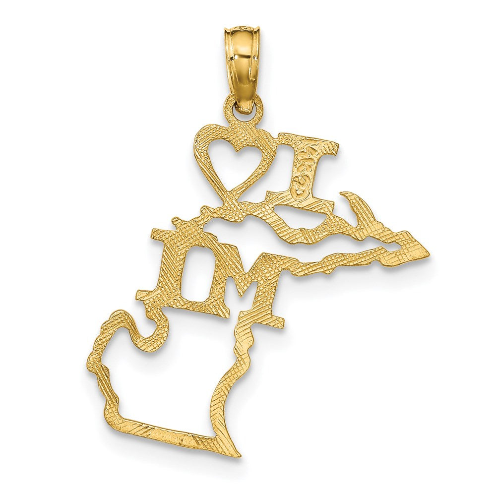 14k Yellow Gold 20 mm Solid Michigan State Pendant (0.72 grams)