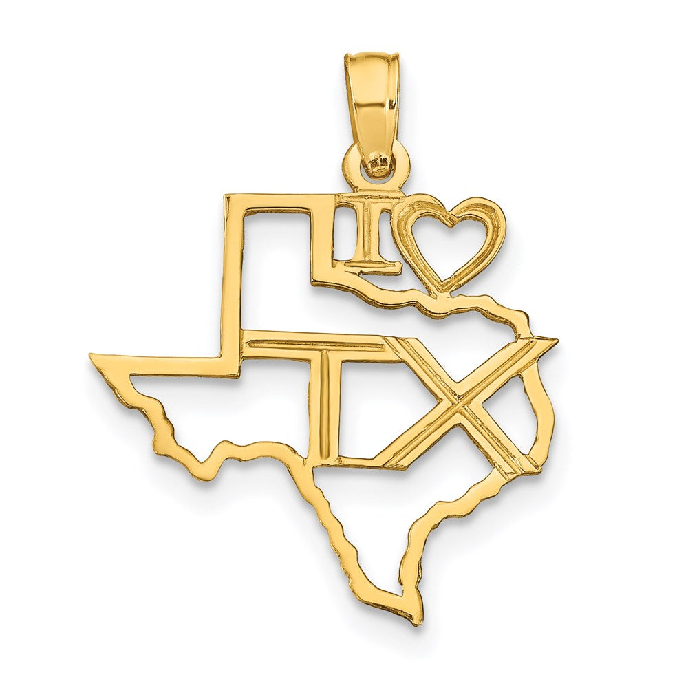 14k Yellow Gold 19 mm Solid Texas State Pendant (0.8 grams)