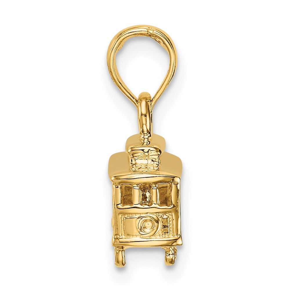 14k Yellow Gold 14.5 mm Solid Polished 3-D Trolley Car Pendant (2.64 grams)