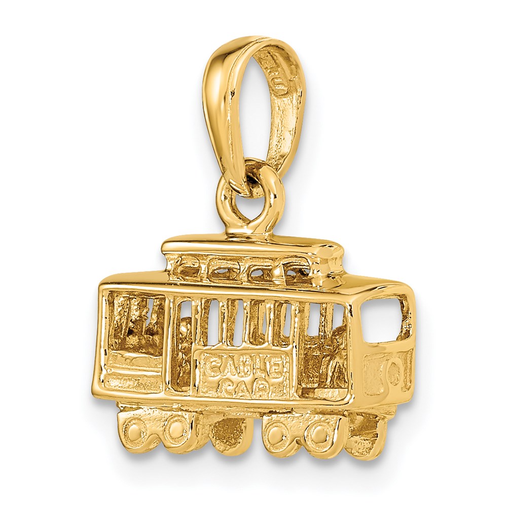 14k Yellow Gold 14.5 mm Solid Polished 3-D Trolley Car Pendant (2.64 grams)
