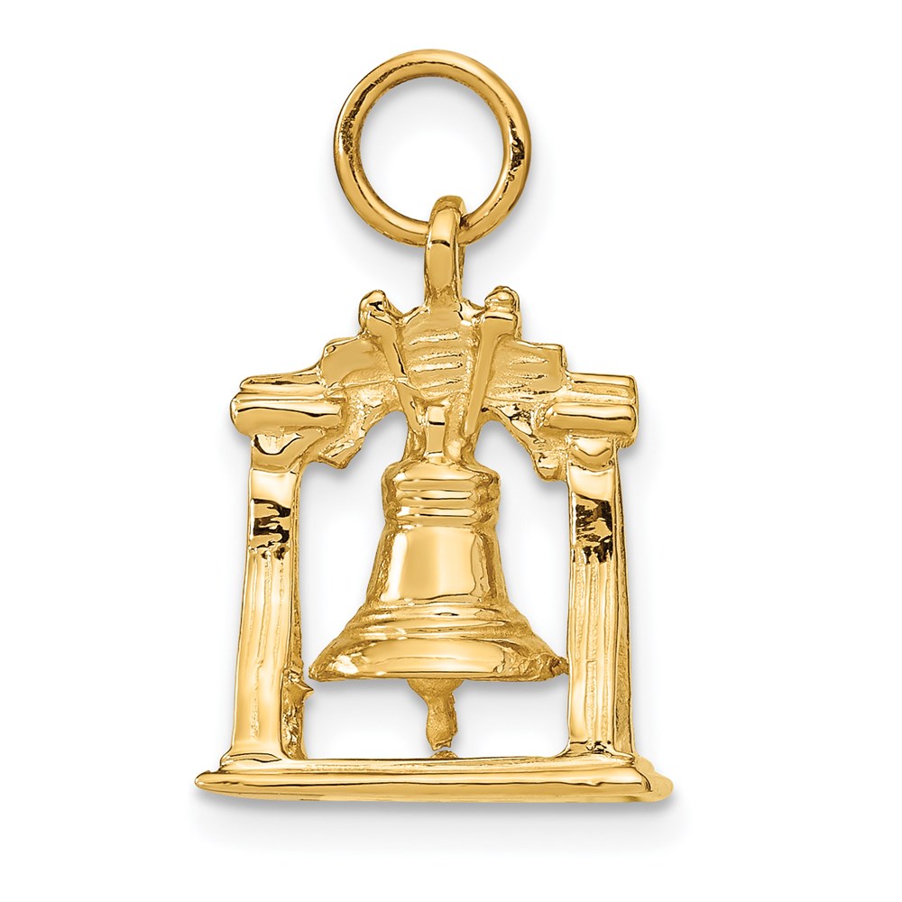 14k Yellow Gold 13 mm Solid Polished 3-D Liberty Bell Charm (3.77 grams)