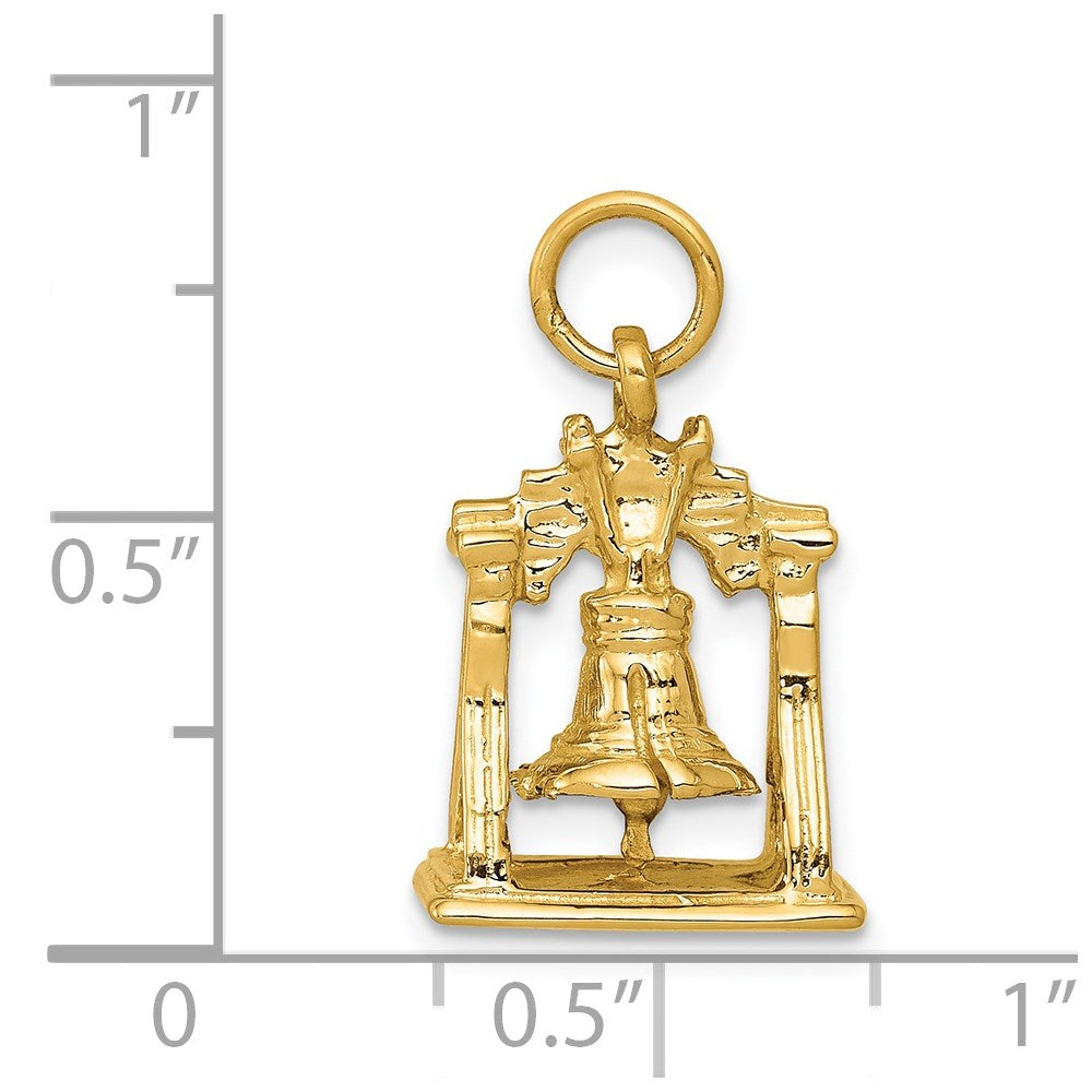 14k Yellow Gold 13 mm Solid Polished 3-D Liberty Bell Charm (3.77 grams)