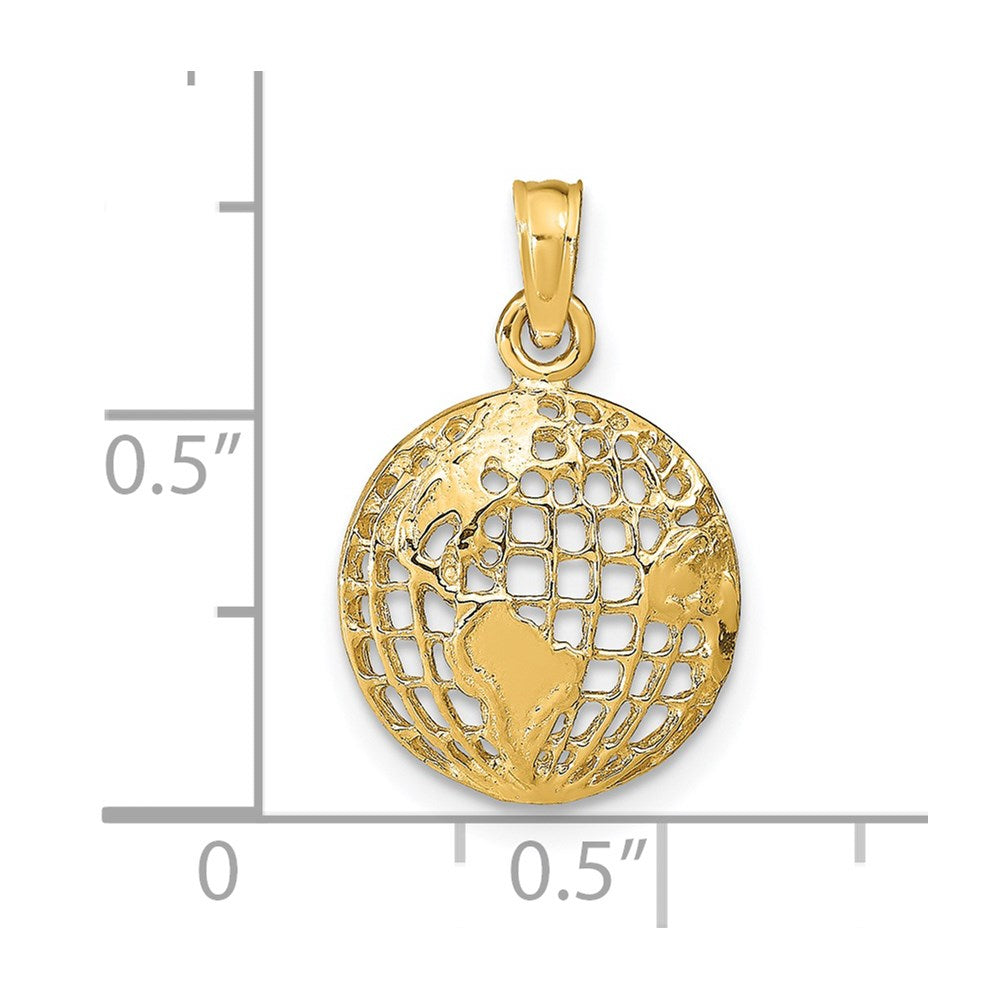 14k Yellow Gold 13 mm Polished Globe Pendant (1.31 grams)