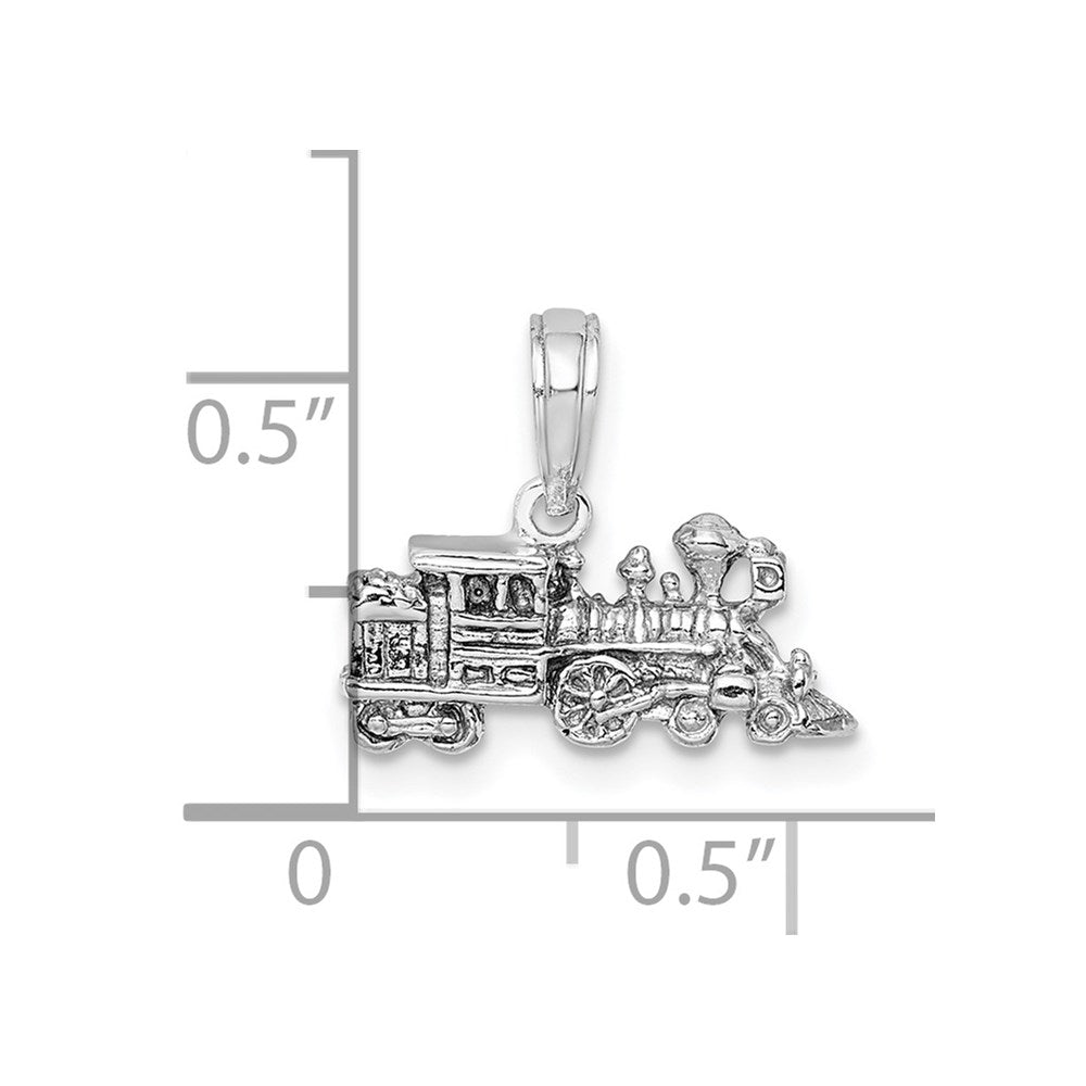 14k White Gold 16.2 mm 3-D Miniature Train Charm (2.09 grams)