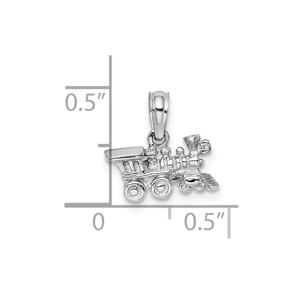14k White Gold 12.1 mm 3-D Miniature Train Charm (1.2 grams)