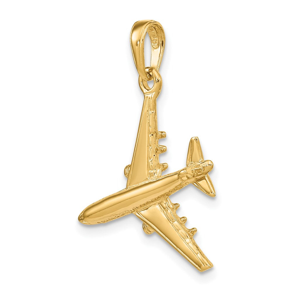 14k Yellow Gold 23 mm 3-D Jet Pendant (2.15 grams)