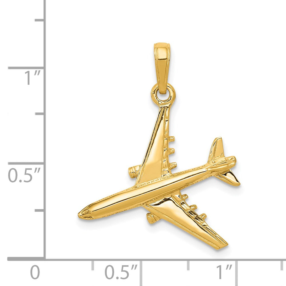 14k Yellow Gold 23 mm 3-D Jet Pendant (2.15 grams)