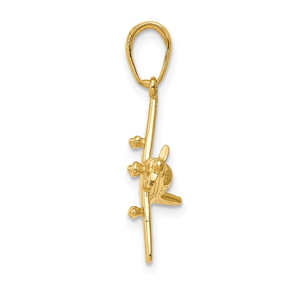 14k Yellow Gold 19 mm 3-D Low-Wing Airplane Pendant (1.94 grams)