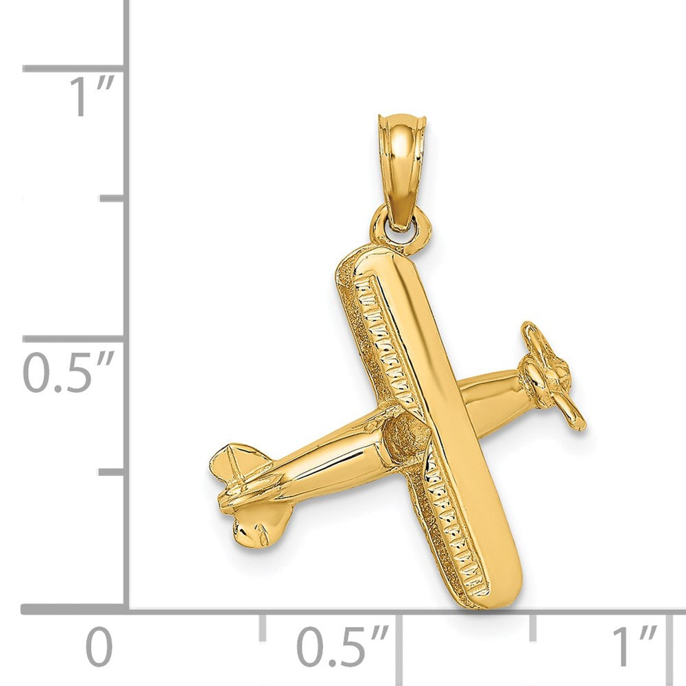14k Yellow Gold 18.05 mm 3-D Bi-Plane Charm (2.32 grams)