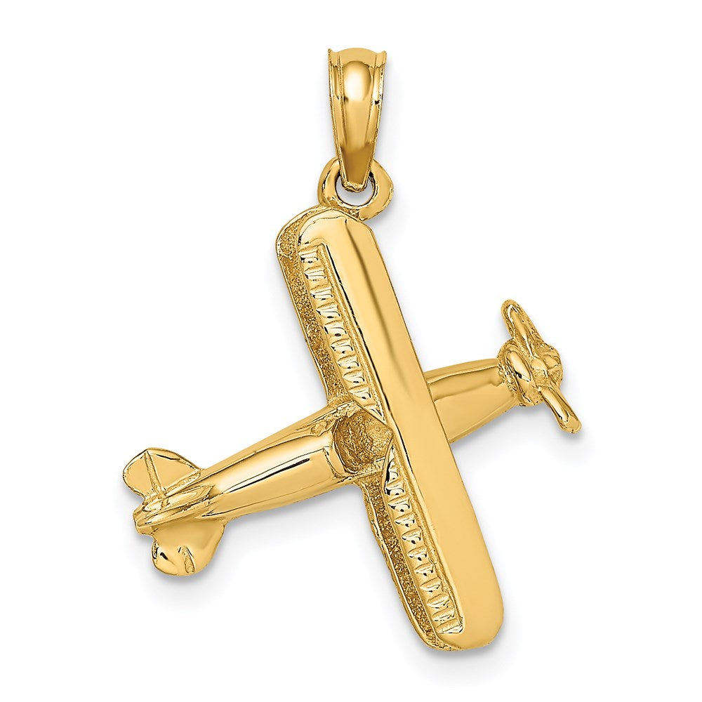 14k Yellow Gold 18.05 mm 3-D Bi-Plane Charm (2.32 grams)