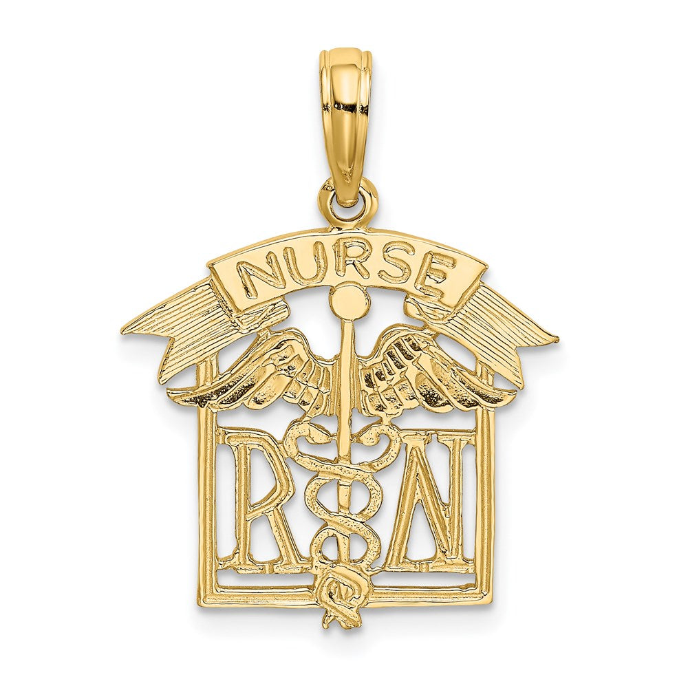 14k Yellow Gold 18.13 mm Registered Nurse Charm (1.32 grams)