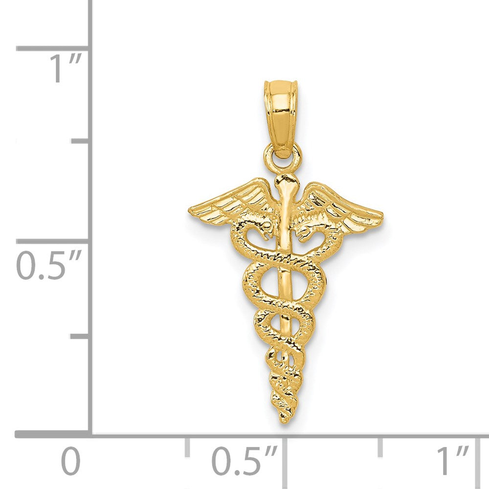 14k Yellow Gold 12.5 mm Caduceus Pendant (0.65 grams)